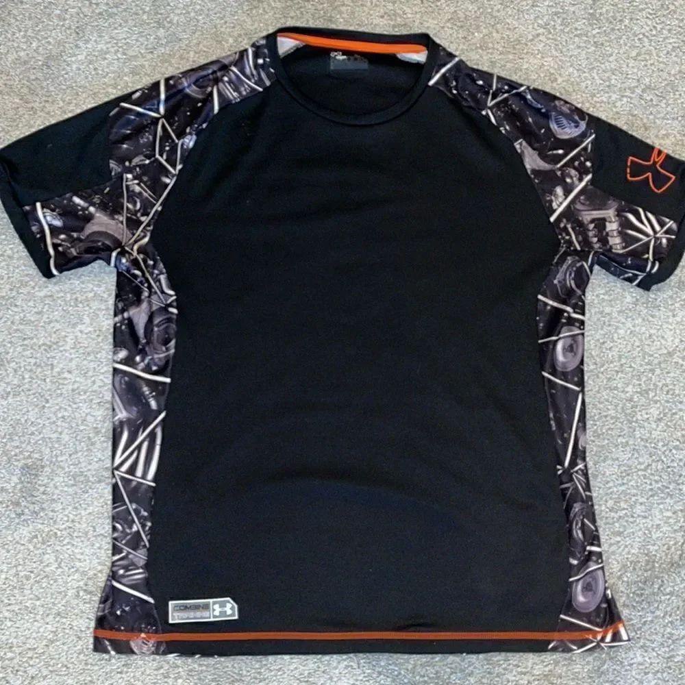 Under Armour Combine Training mechanics mechanical black print T-shirt XL rare